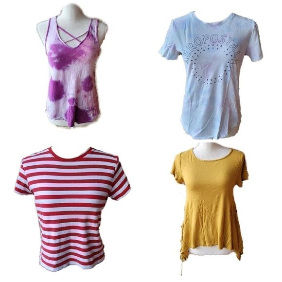 Bundle of 4 tops sleeveless short sleeve crew v ne - Picture 1 of 13